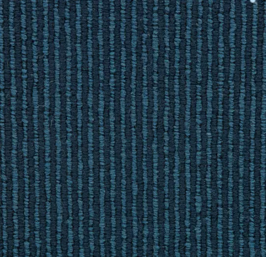 Blue textured carpet with striped pattern, ideal for commercial and residential flooring solutions.