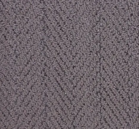 Textured gray carpet with herringbone pattern, ideal for commercial and residential flooring solutions.