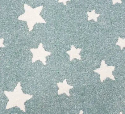 Star-patterned foam flooring in soft teal with white stars, perfect for kids' play areas or creative spaces.
