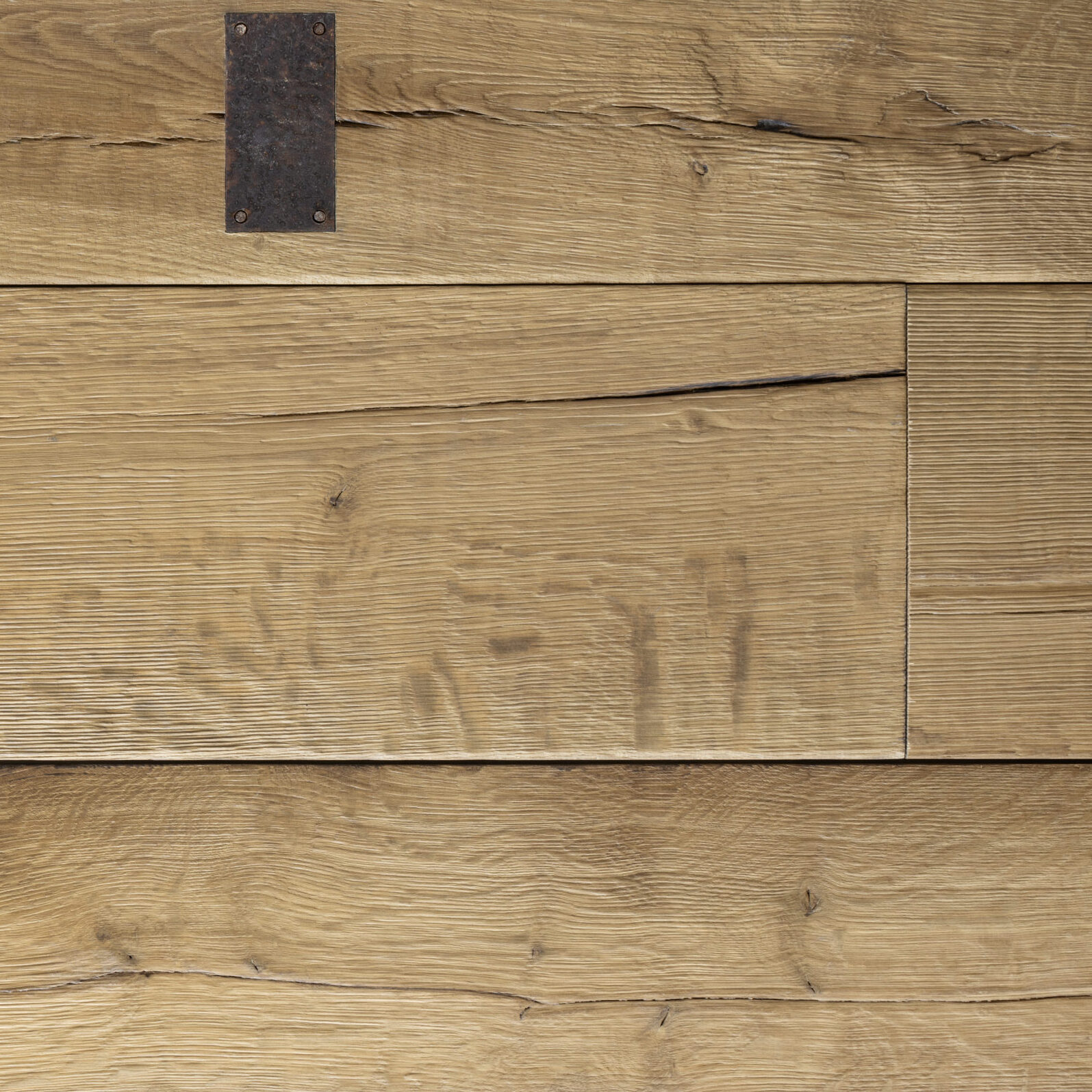 Natural hardwood flooring with a rustic finish and visible wood grain.