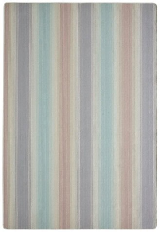Colorful striped carpet with pastel shades, ideal for modern home flooring.