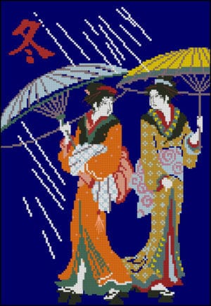 Japenese women-free cross-stitch pattern
