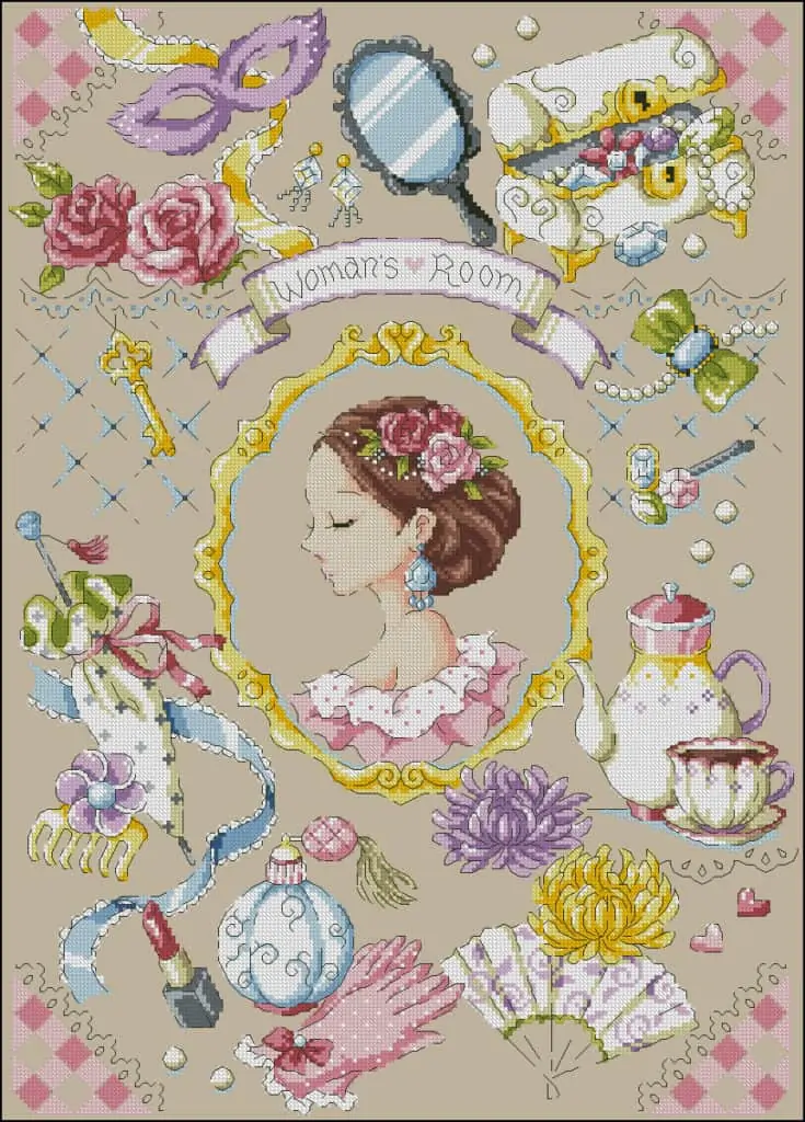 Free cross-stitch pattern Woman's room