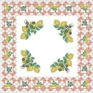Tablecloth with lemons-free cross-stitch design