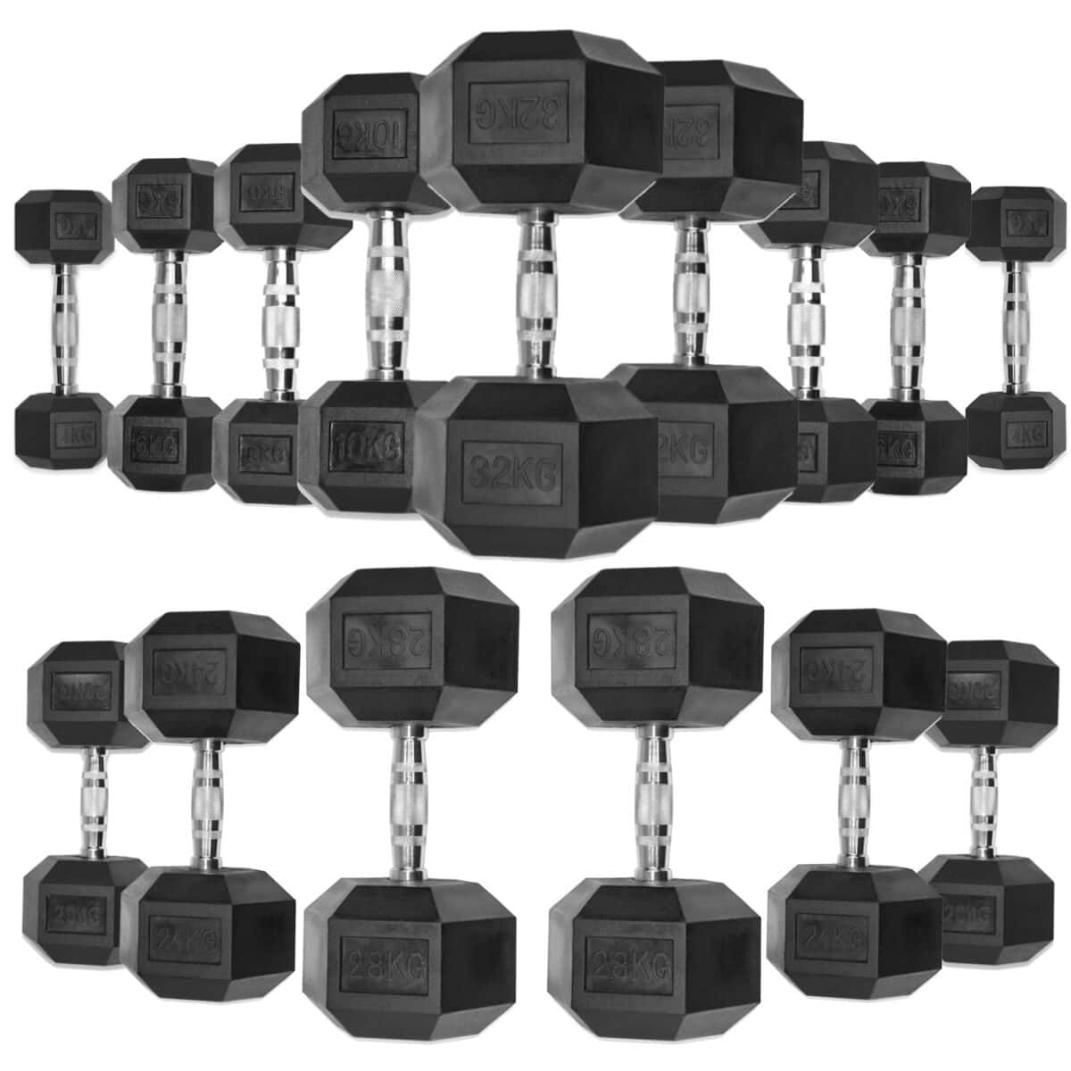 طقم دنابل سداسية ( 2.5kg to 30kg )