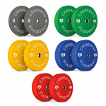طقم أقراص أولمبية Bumper ملونة عالية الجودة – 5كجم إلى 25كجم (زوج) | Crossover Colour Rubber Bumper Plates