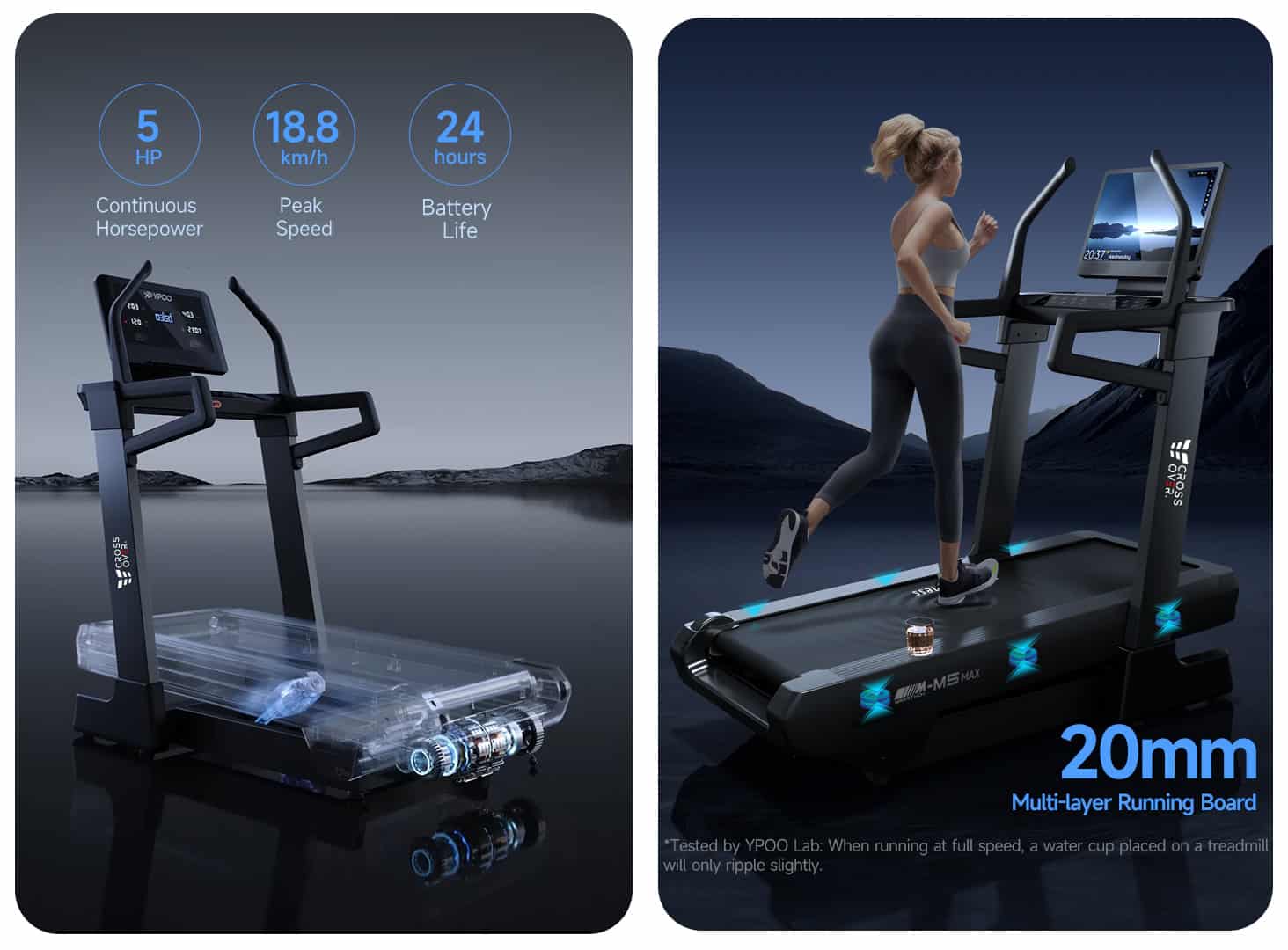 جهاز مشي Marathon M5 MAX بميل إلكتروني -6% إلى +22% وشاشة 21.5 بوصة وتكامل YPOOFIT