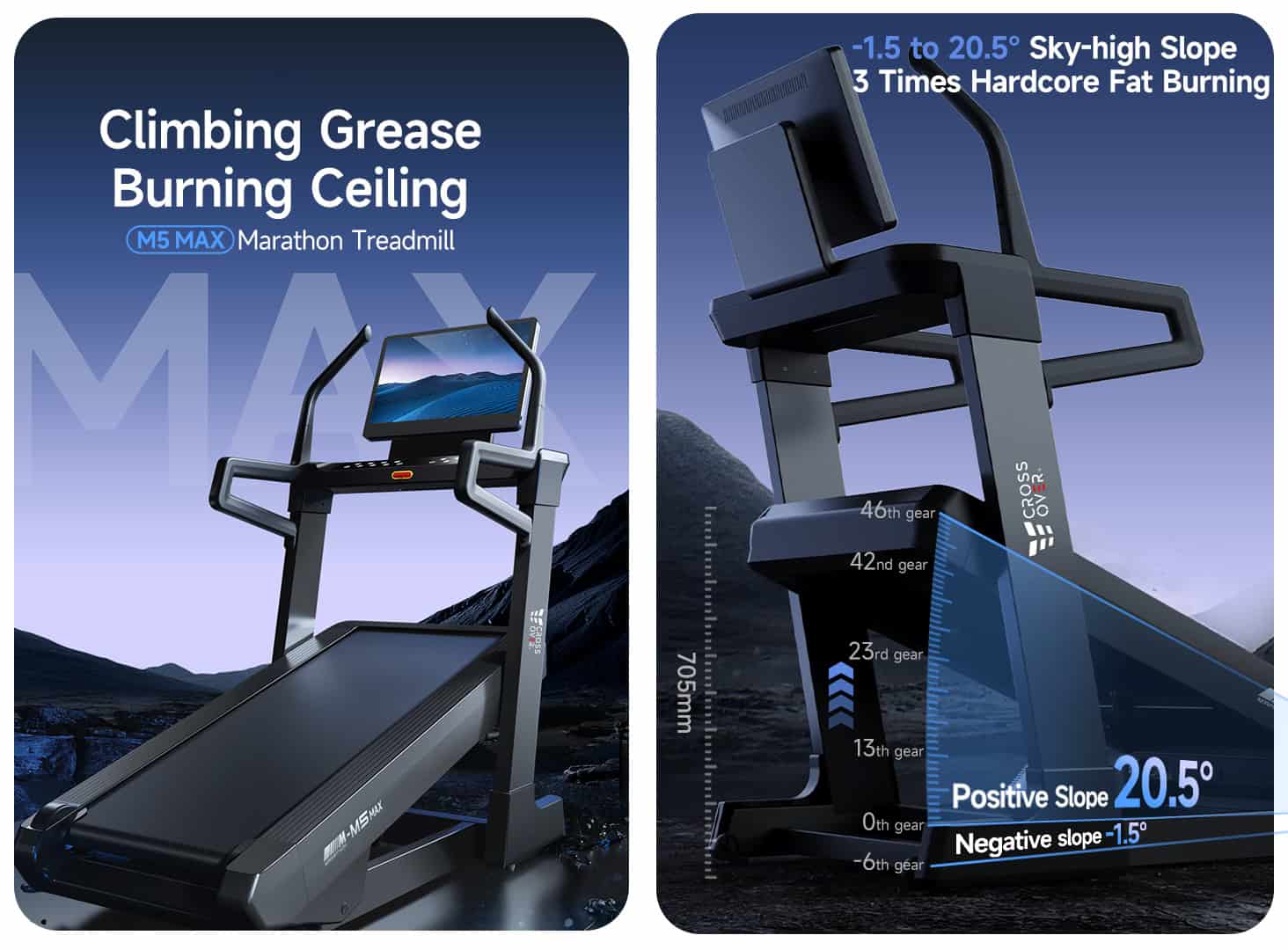 جهاز مشي Marathon M5 MAX بميل إلكتروني -6% إلى +22% وشاشة 21.5 بوصة وتكامل YPOOFIT