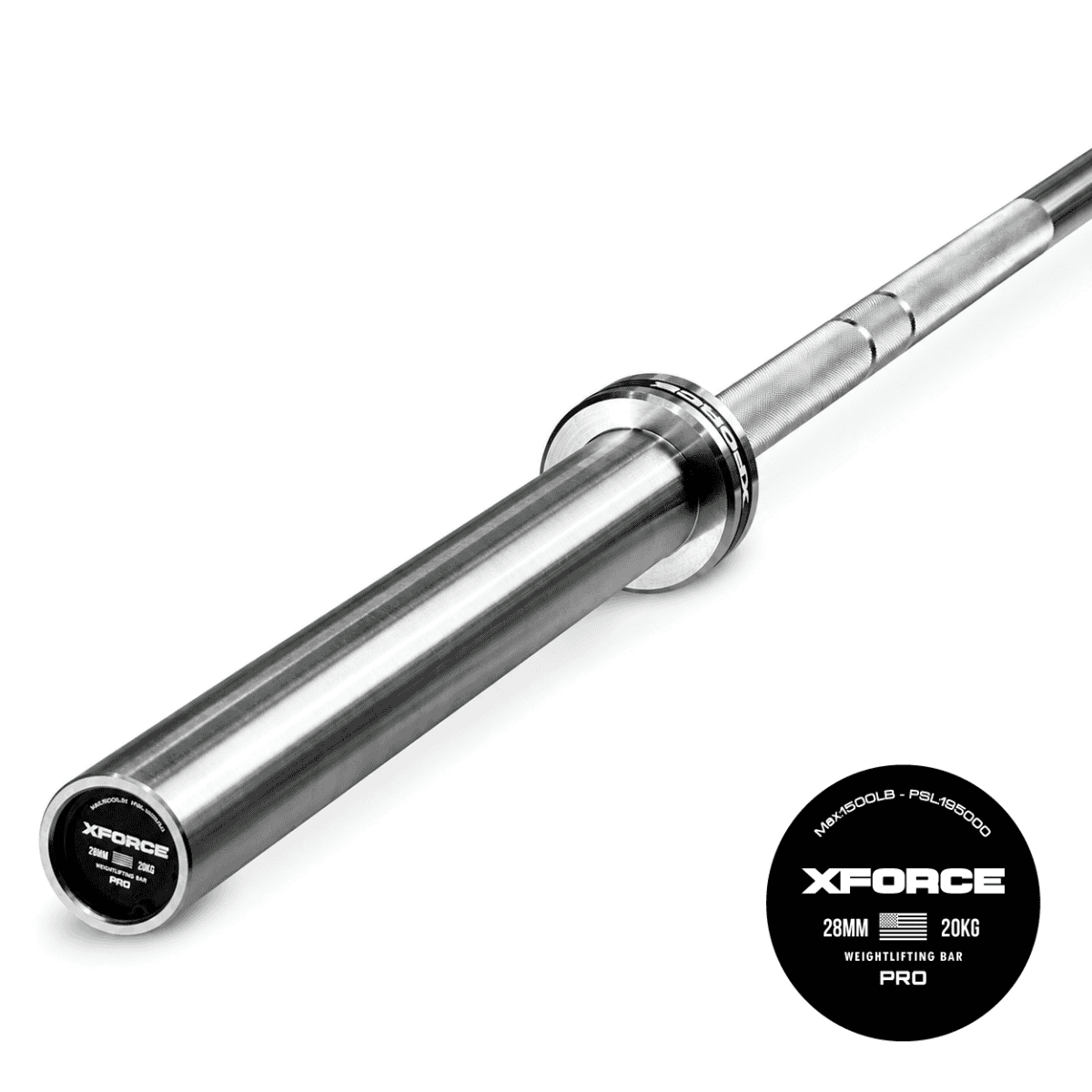 بار أولمبي 20 كجم من XFORCE لرفع الأثقال بطول 220 سم وقطر قبضة 28 مم