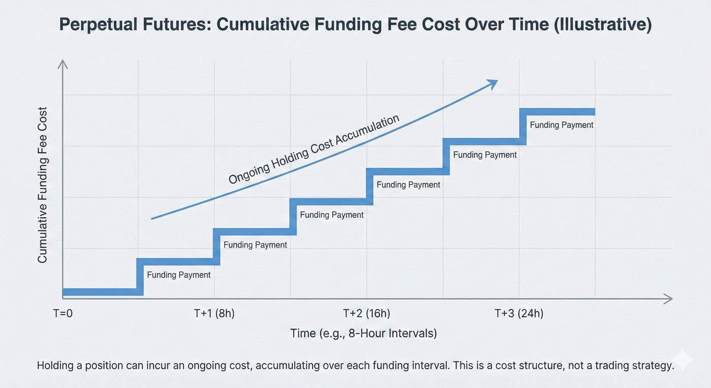 Accumulation of funding fees over time when holding perpetual futures positions