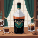 illustration de baileys bouteille avec chocolat café et biscuits