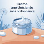 crème anesthésiante sans ordonnance posée sur peau stylisée