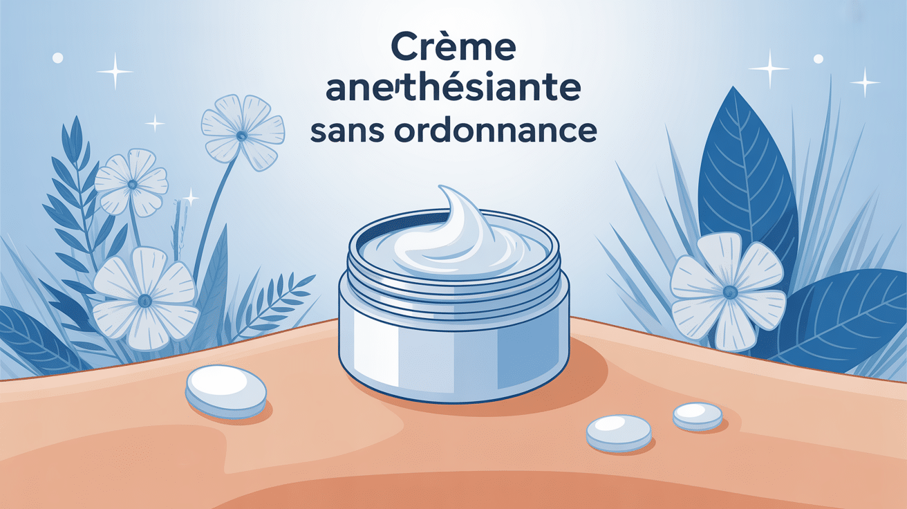 crème anesthésiante sans ordonnance posée sur peau stylisée