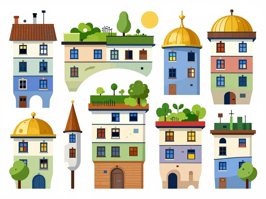 Hundertwasser maisons célèbres mosaïque européenne
