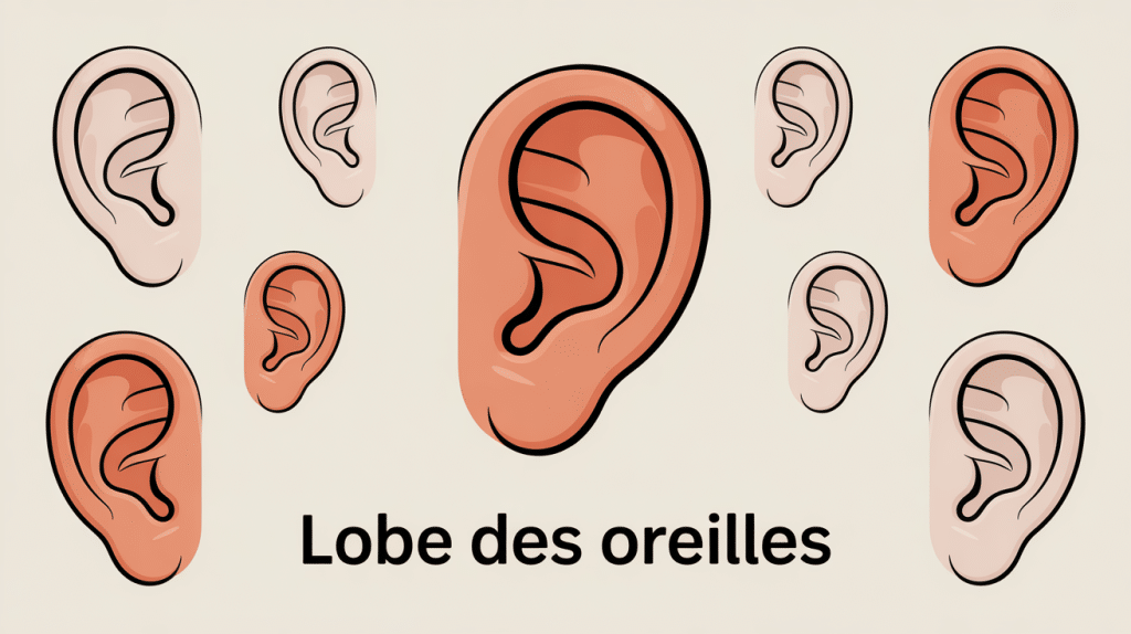 illustration vectorielle de différents lobe des oreilles