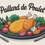 paillard de poulet sur assiette avec légumes illustration vectorielle