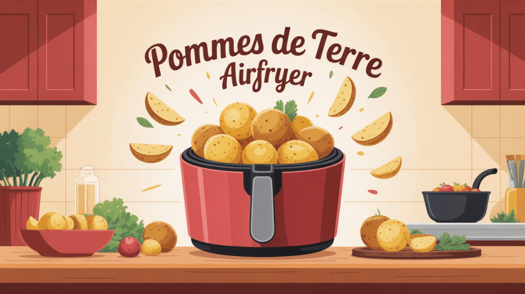 illustration pomme de terre airfryer dorées friteuse à air