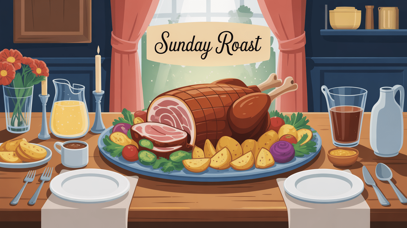 sunday roast rituel dominical anglais grande table conviviale