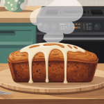 banana bread beurre de cacahuete chaud, sur table de cuisine