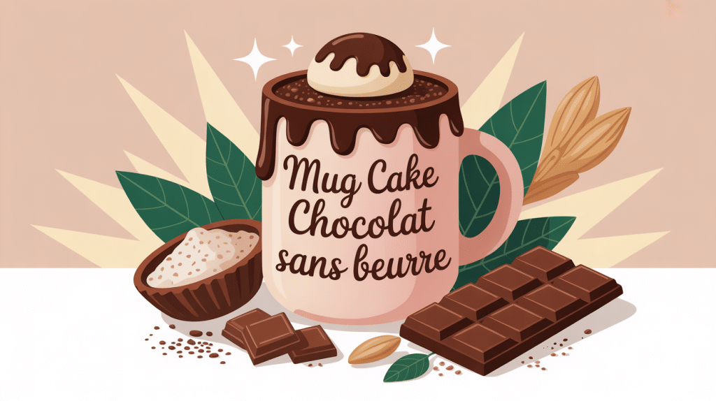 illustration mug cake chocolat sans beurre fondant tasse ingrédients naturels