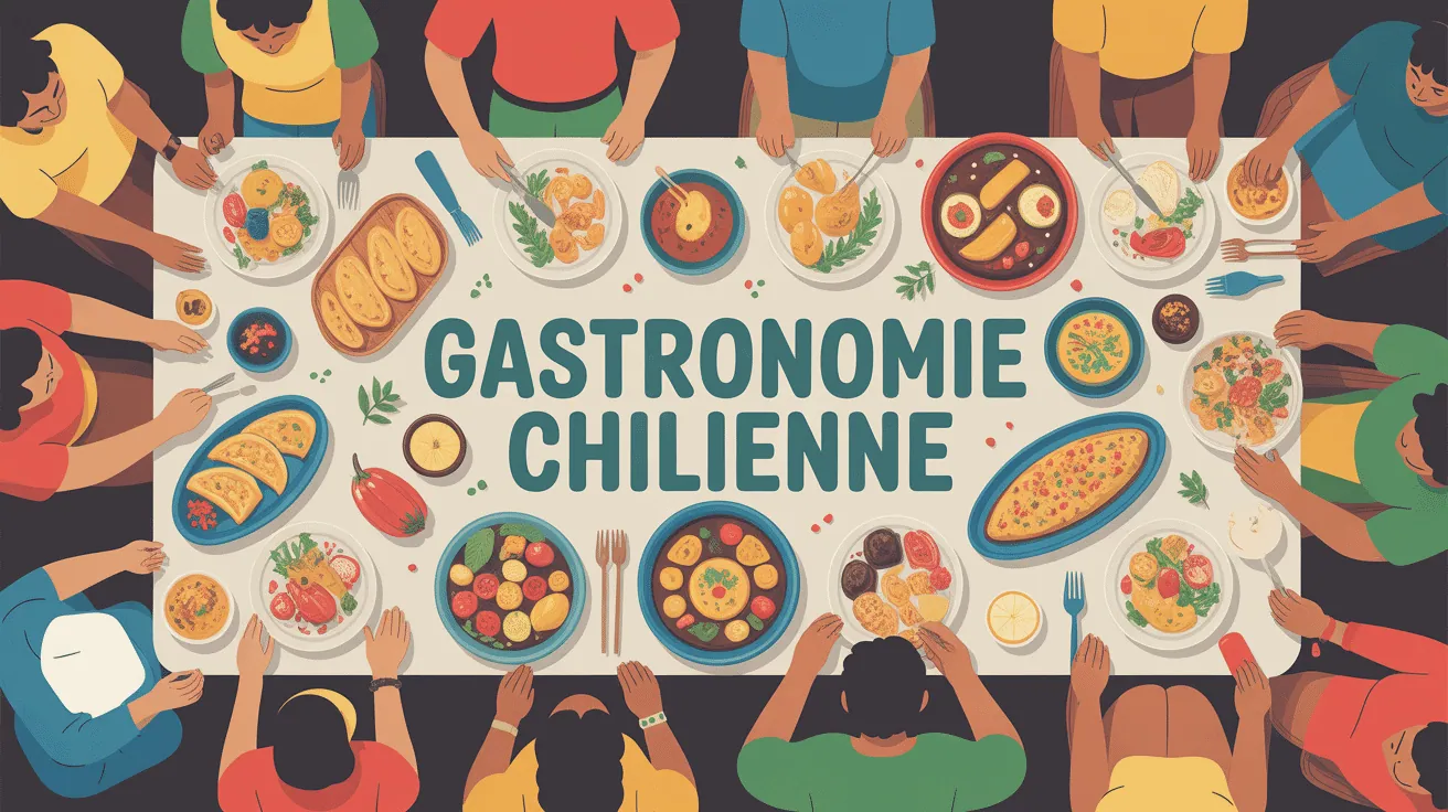 Plat chilien sur table conviviale, spécialités gastronomie chilienne