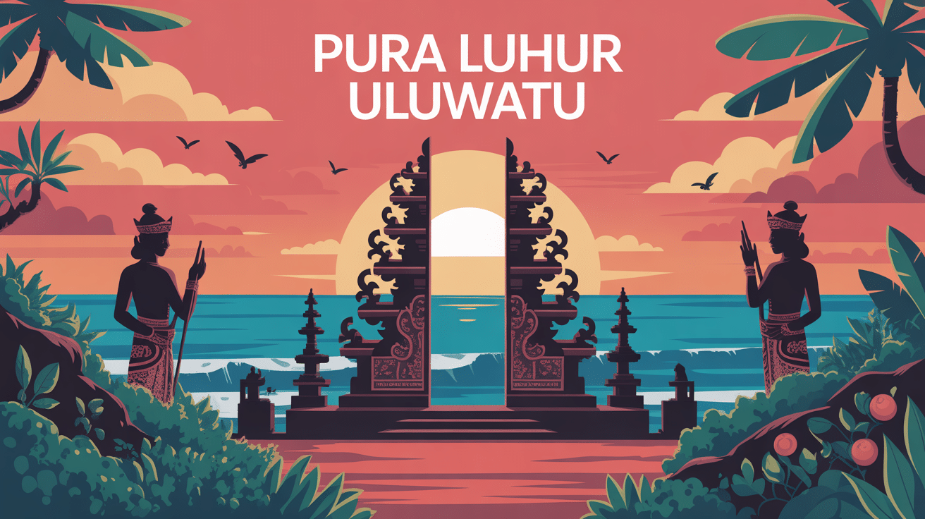 Temple de pura luhur uluwatu sur falaise au coucher de soleil