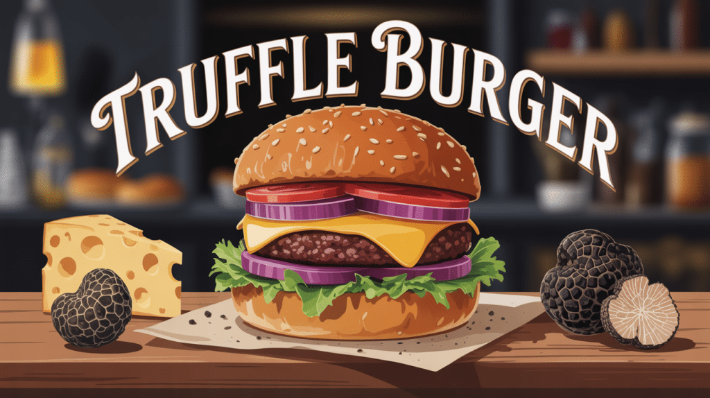 Illustration premium truffle burger pain brioché et copeaux de truffe
