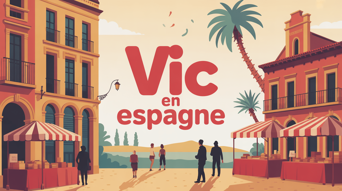Vue centrale de Vic Espagne avec marchés traditionnels et patrimoine roman