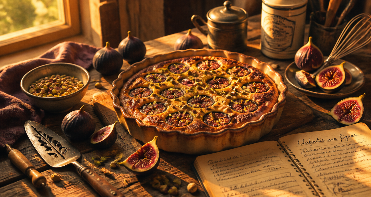 15 recettes étonnantes à la figue fraîche, clafoutis et figues sur table