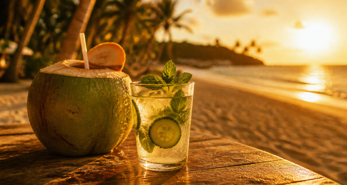 bienfait de l eau de coco verre noix