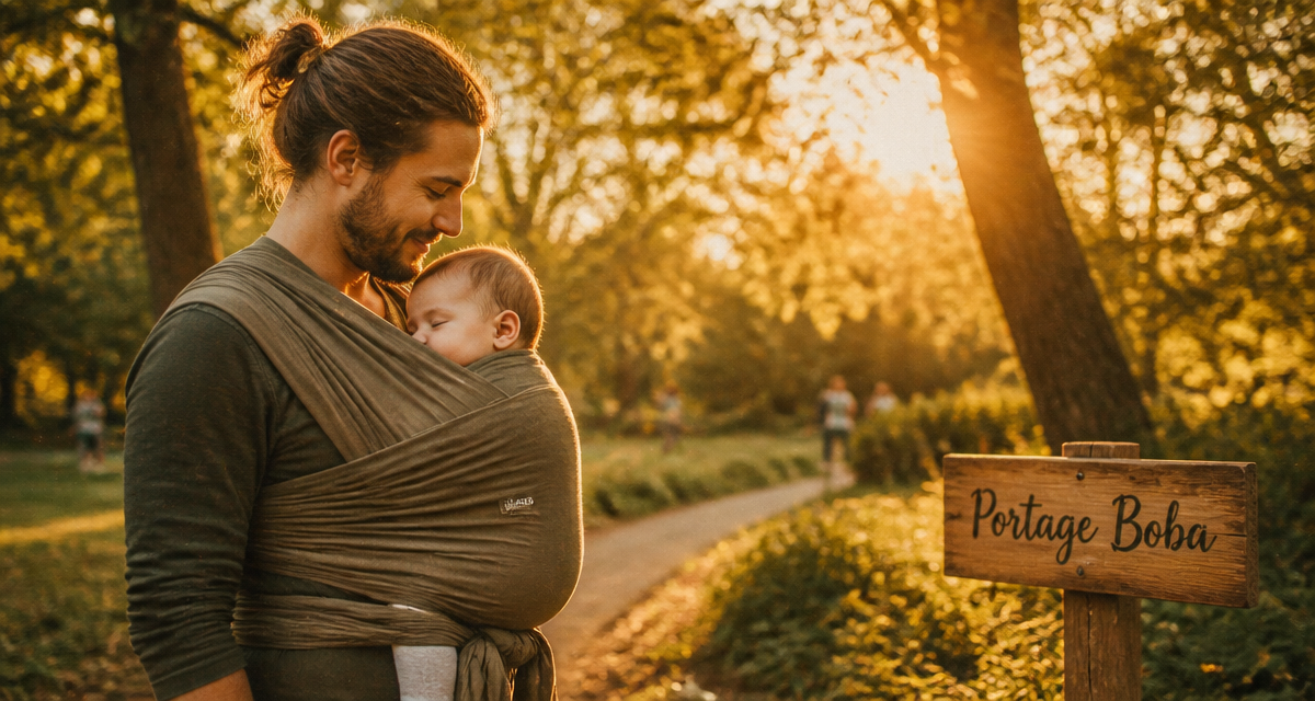 parent portant bébé en boba wrap