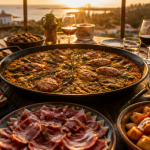 plats espagnols paella tapas en extérieur