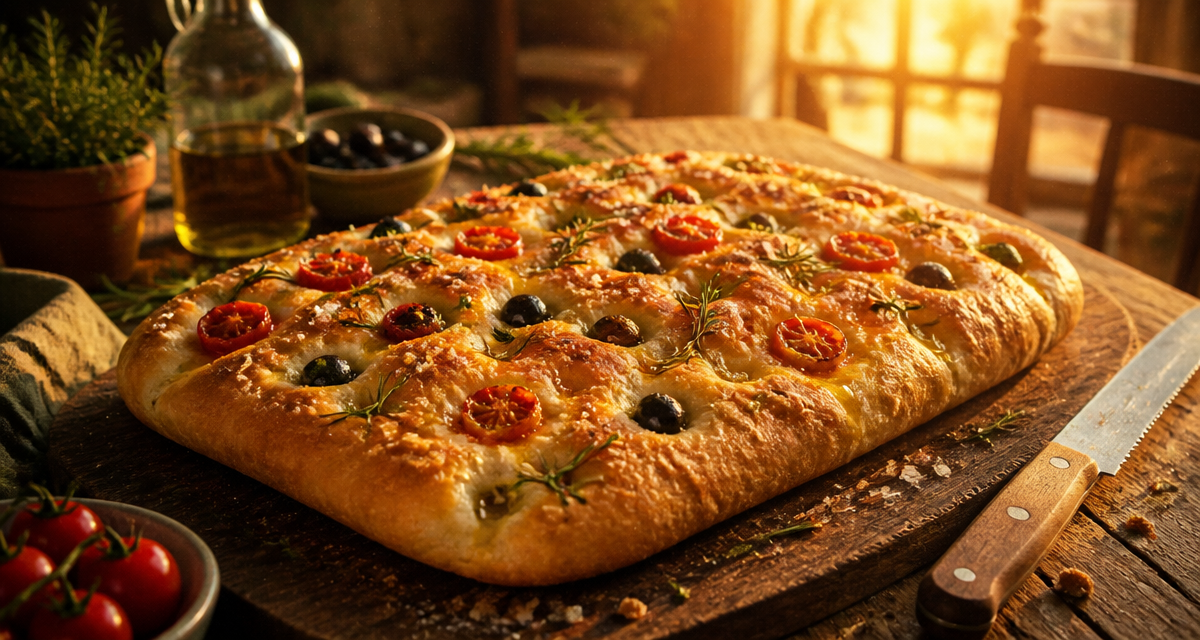 recette focaccia cyril lignac dorée avec romarin