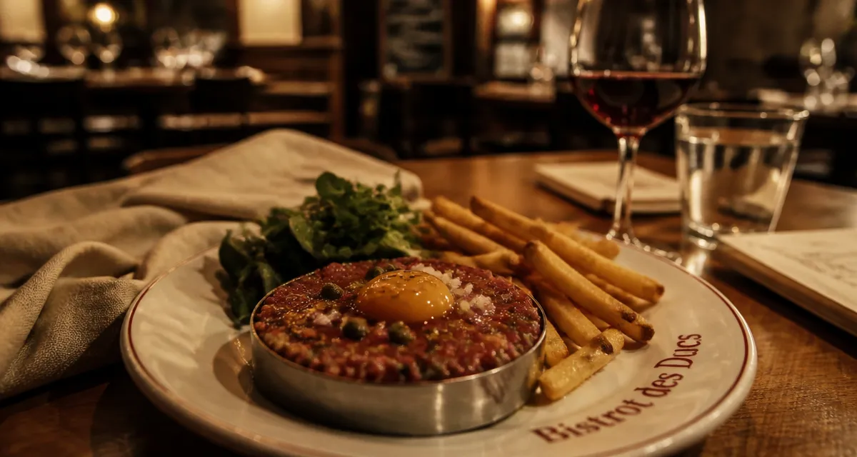 Bistrot des ducs : tartare de bœuf, frites maison et jeunes pousses