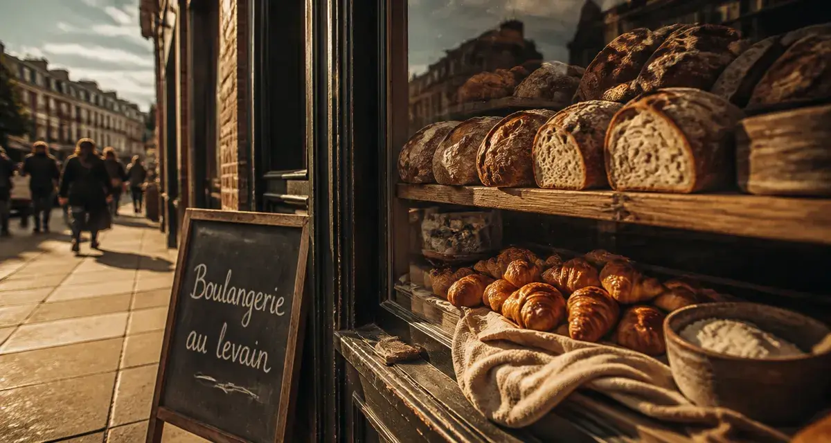 Boulangerie à Londres : pains au levain et croissants, devant la boutique artisanale