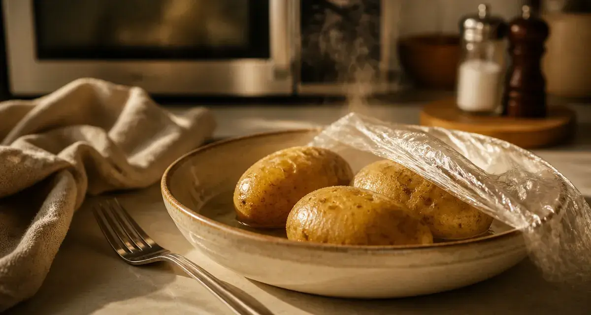 Comment cuire des pommes de terre au micro ondes : pommes chaudes au film micro-ondes