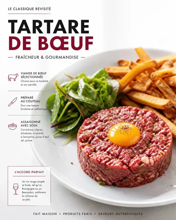 Tartare de bœuf maison du Bistrot des Ducs à Angers