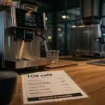 Meilleure machine à café professionnelle sur comptoir, vue rapprochée machine pro à grains