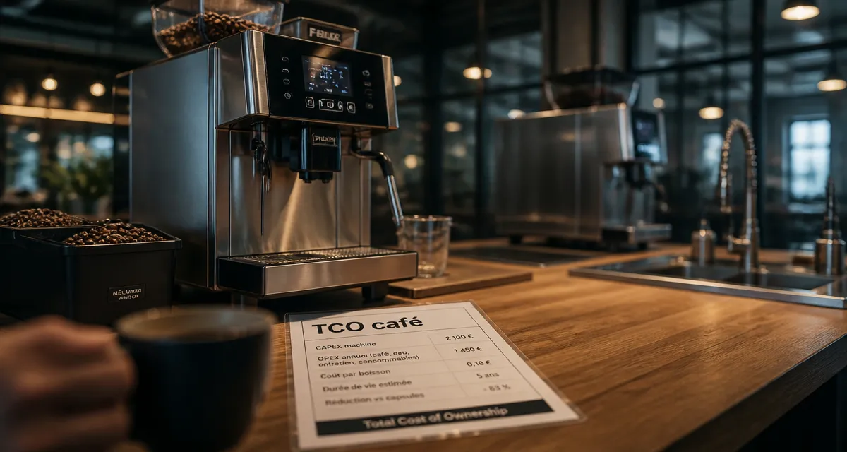 Meilleure machine à café professionnelle sur comptoir, vue rapprochée machine pro à grains