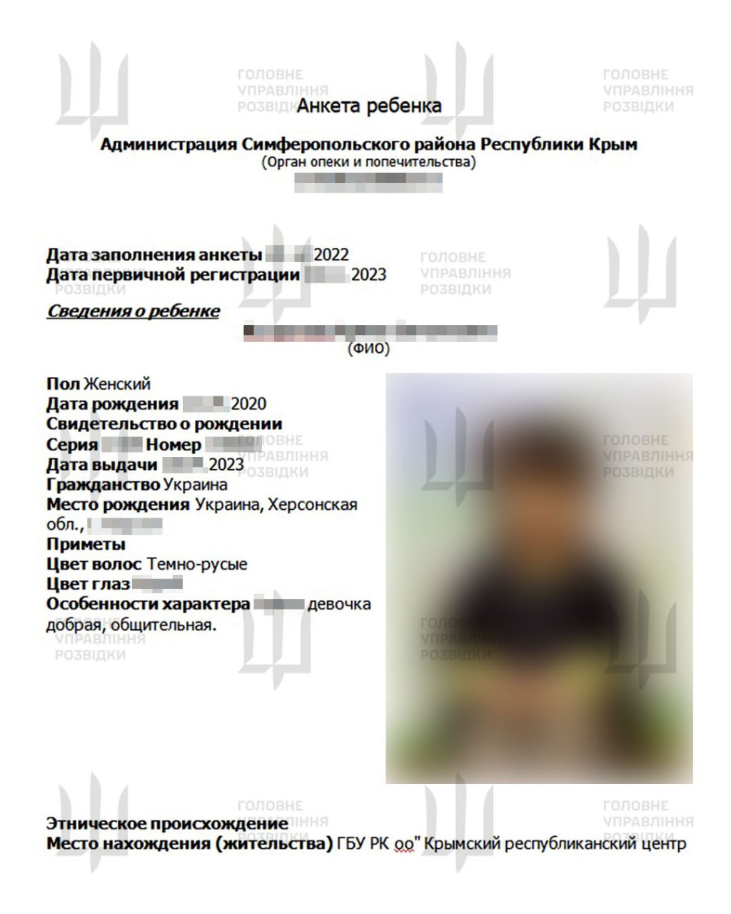 Зображення посту: ГУР здобуло докази масового викрадення українських дітей з окупованих територій