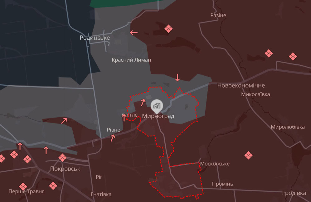 Зображення посту: РФ змінила тактику в Мирнограді — просочується в місто без важкої техніки