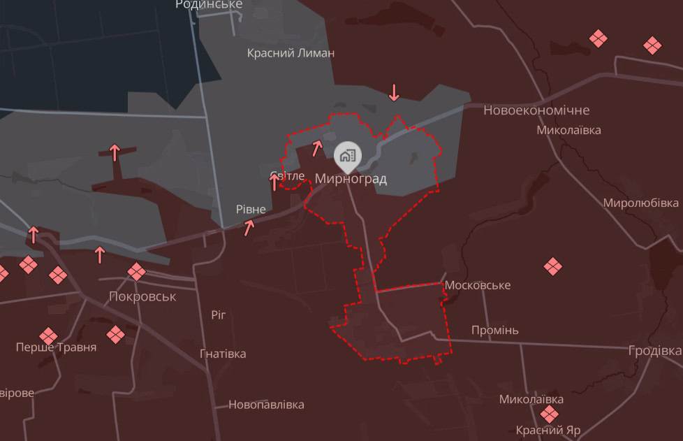 Зображення посту: Війська РФ намагаються прорватися до центру Мирнограда