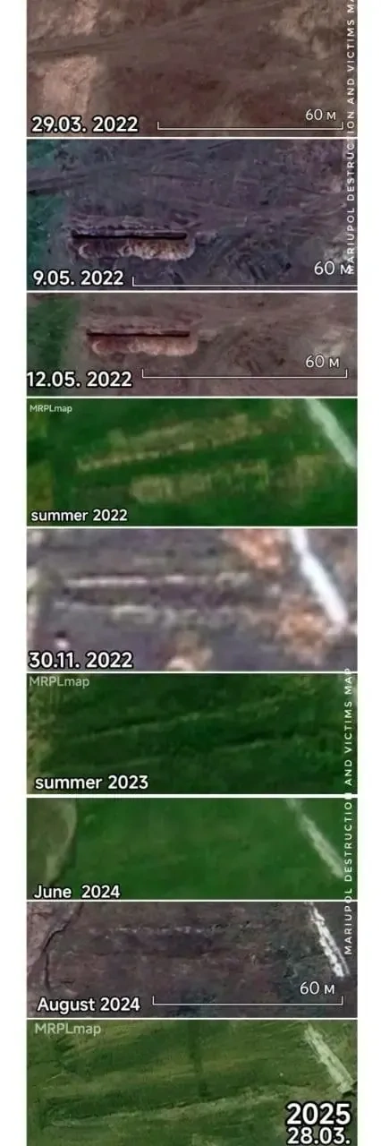 Зображення посту: В окупованому Маріуполі знайшли приховане поховання, яке з’явилося у 2022 році