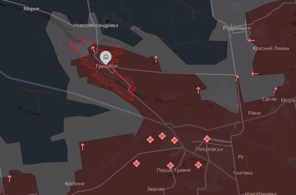 Зображення посту: Російські війська намагаються закріпитися в центрі Гришиного біля Покровська