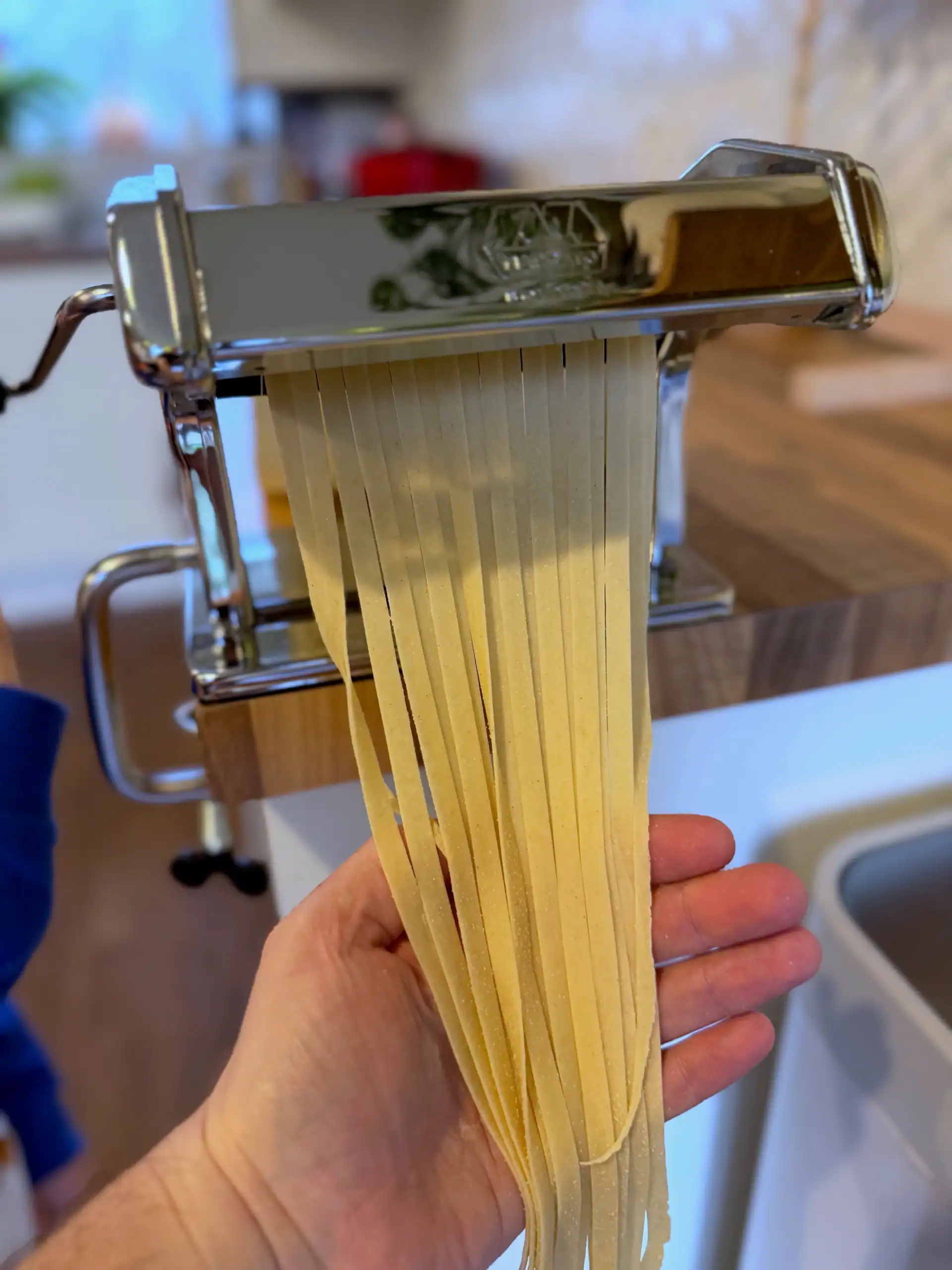 pasta dough through the cutter