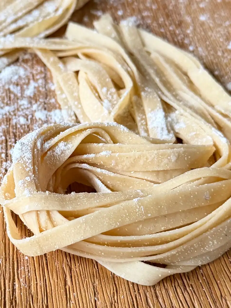 closeup of homemade pasta