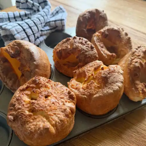 Yorkshire puddings in a tin