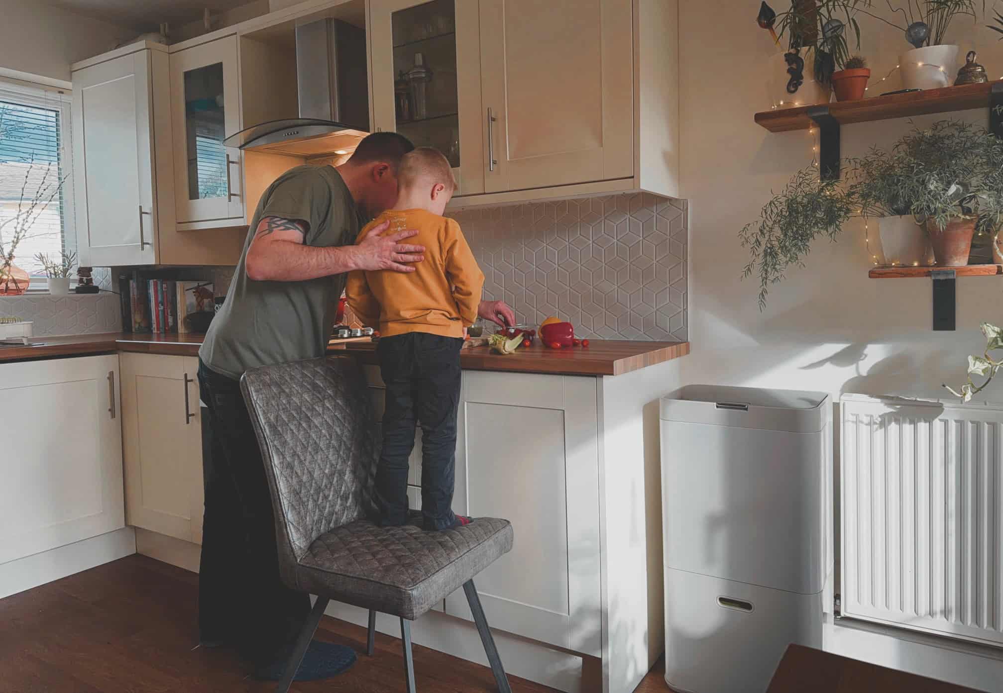 me helping my son to cook