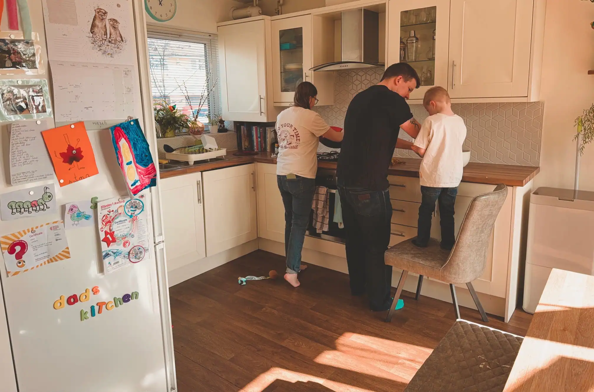 family in kitchen