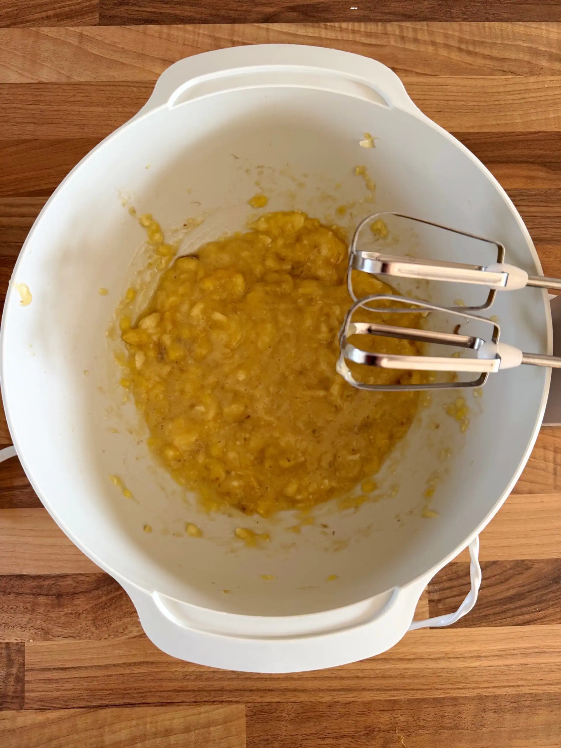 whisking bananas